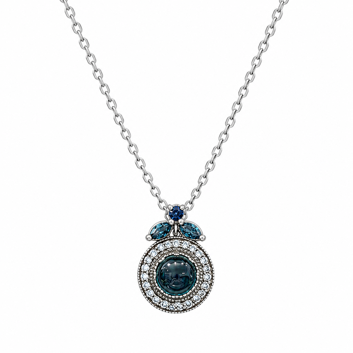Nostalgia necklace studded with turquoise crystal stones