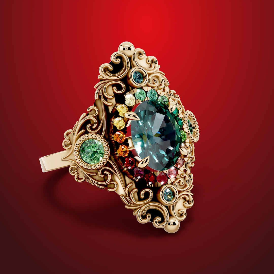 Rosette gold ring