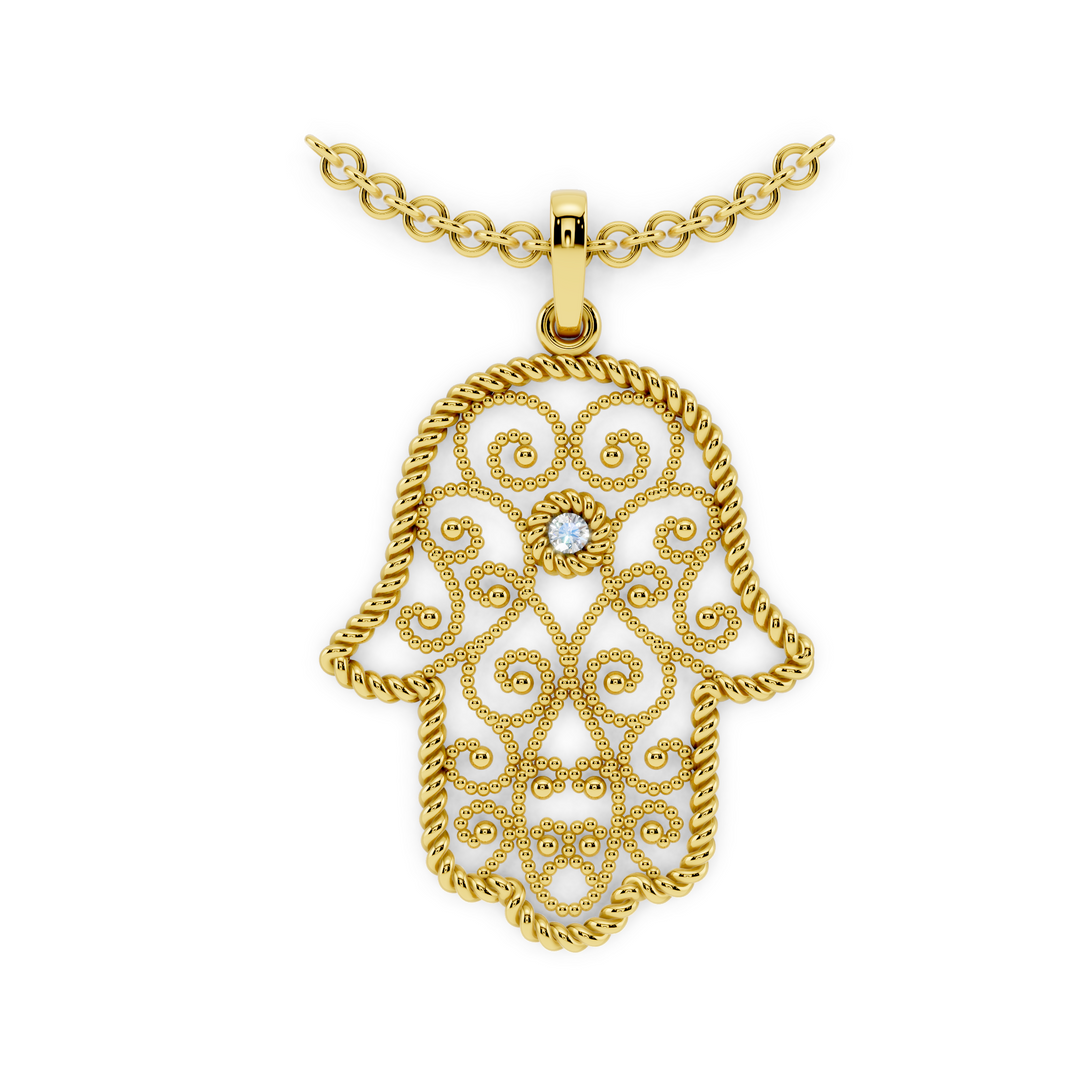 Hamsa gold necklace