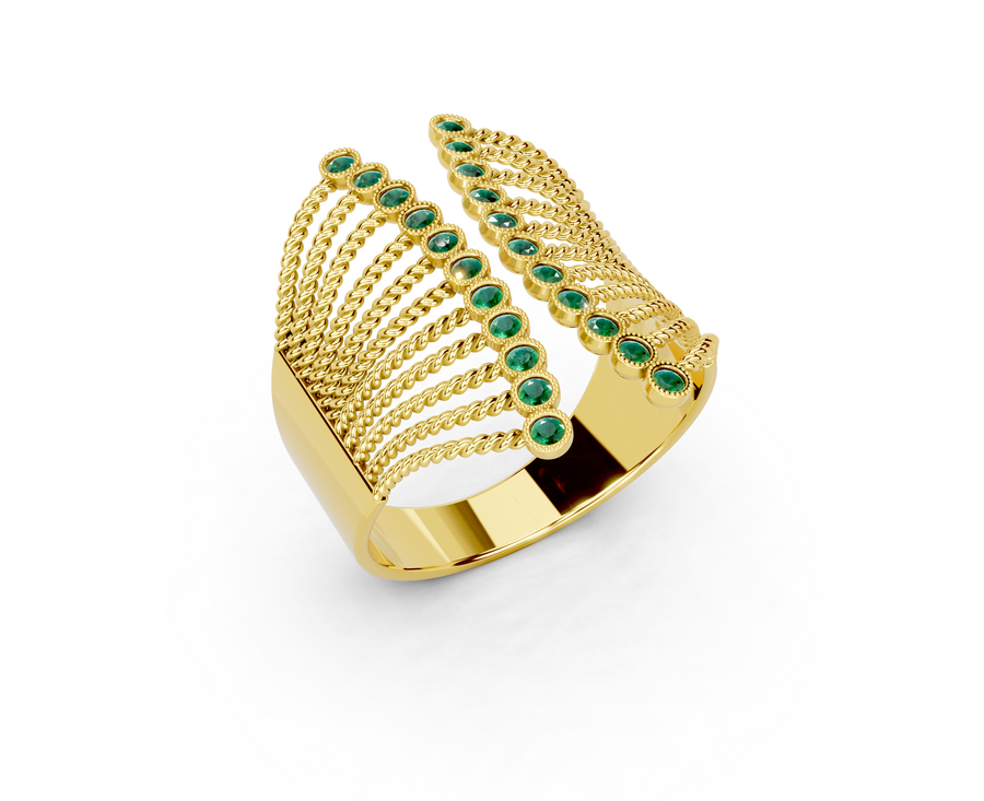 Havana emerald gold ring