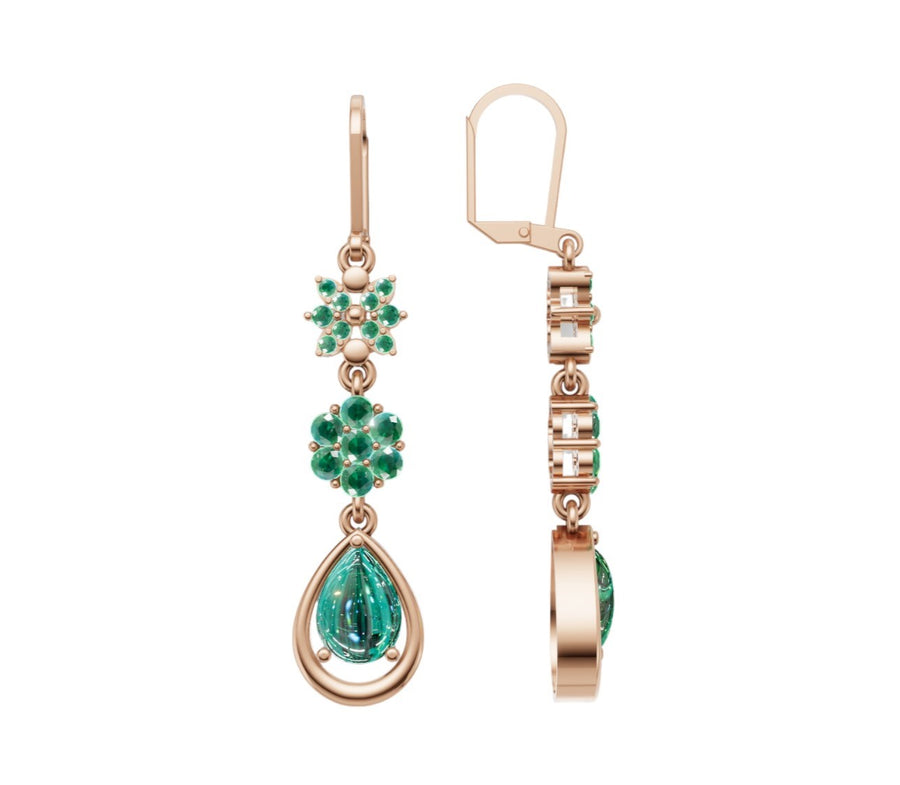Beatrice Emerald Gold Earrings