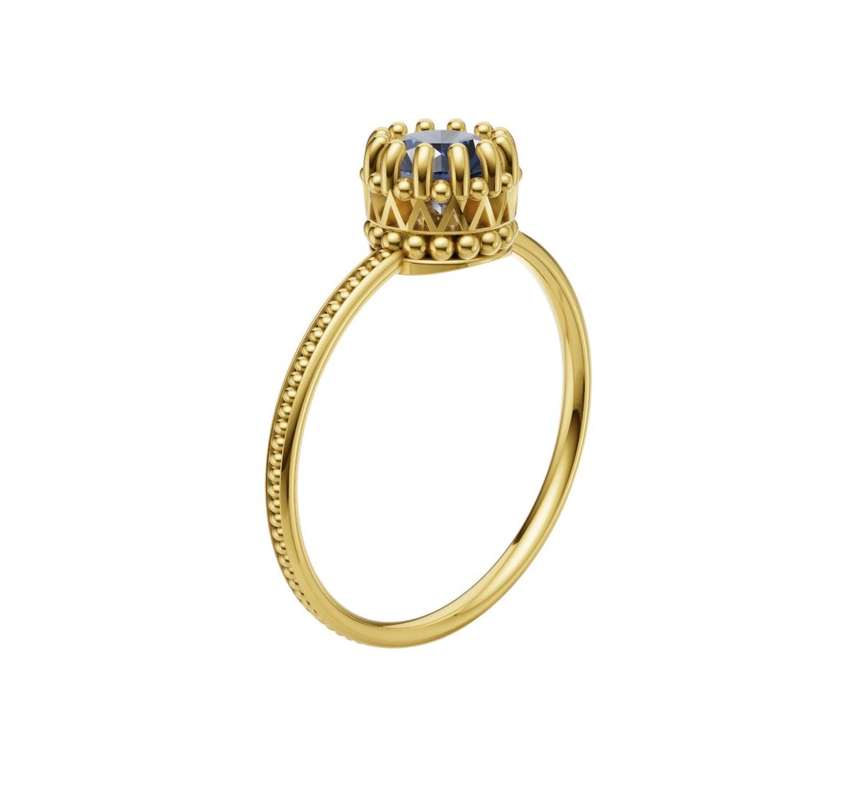 A gold ring with a sapphire