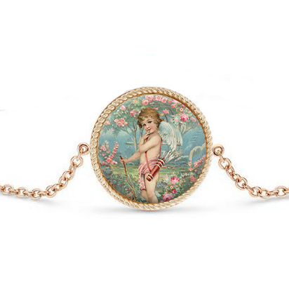 Gold bracelet with an angel and a bow and arrow