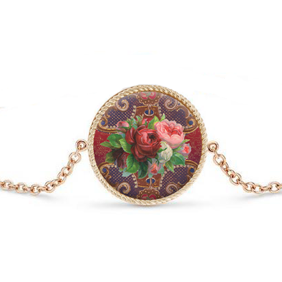 Gold bracelet with red roses