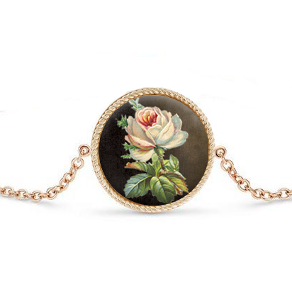  Gold bracelet with rose with a dark background