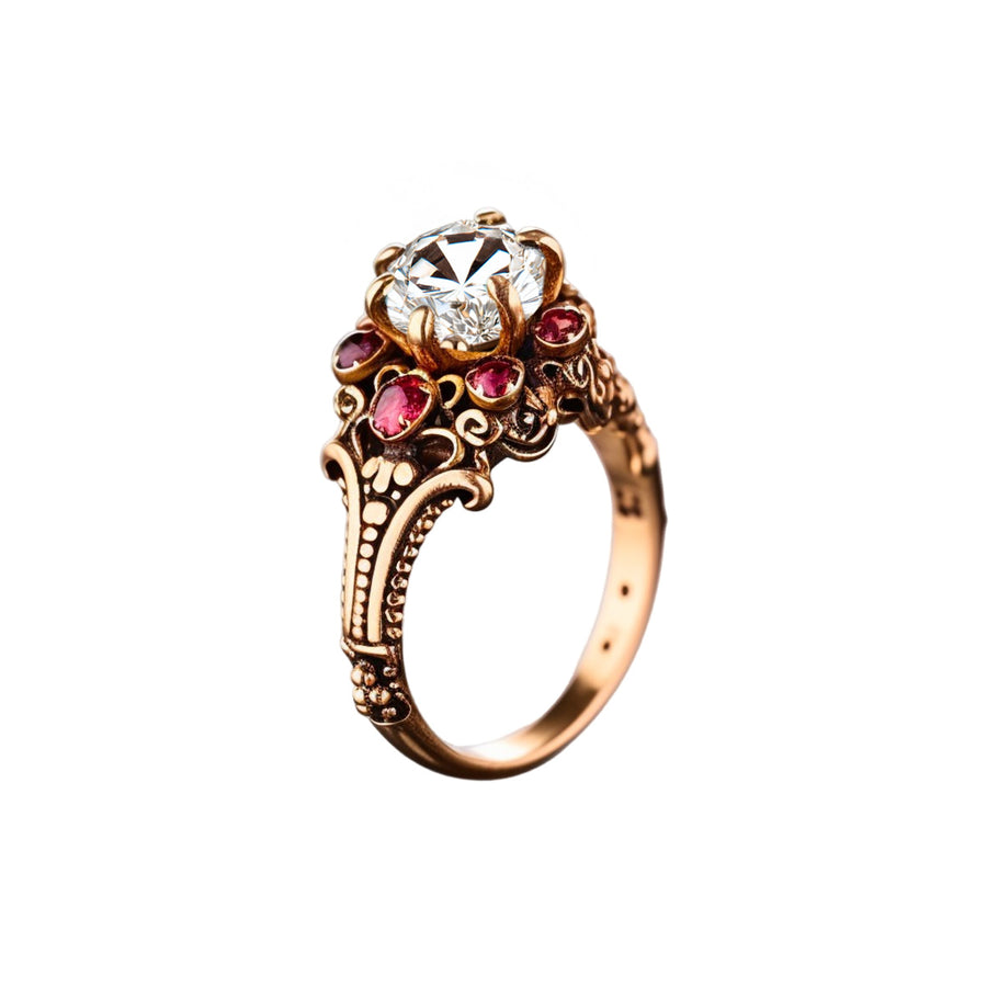 Asian gold ring with diamond