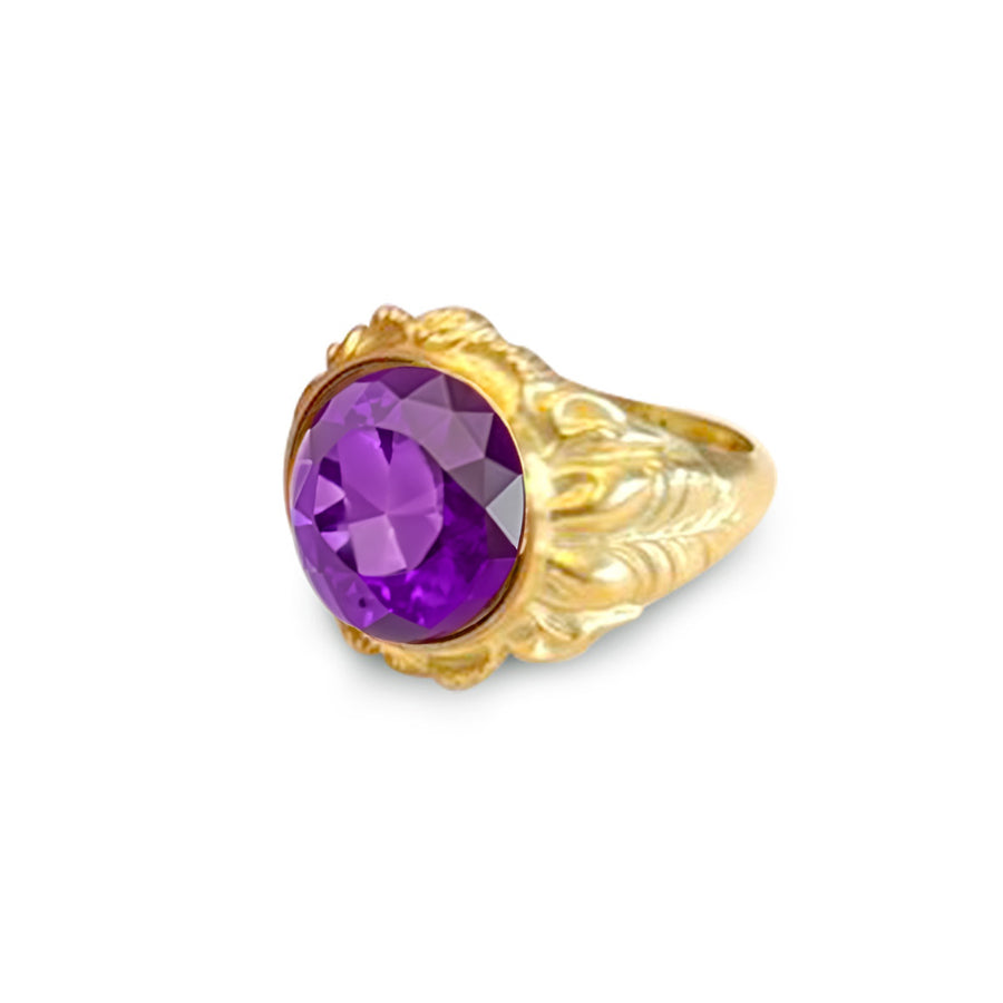 Purple topaz gold ring