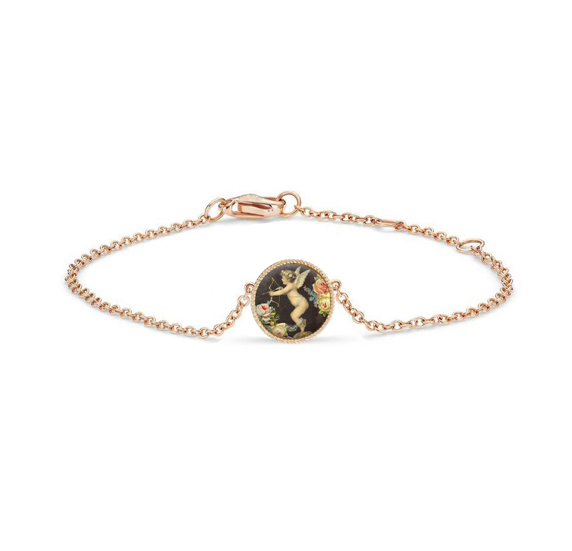 Gold bracelet with a flying angel