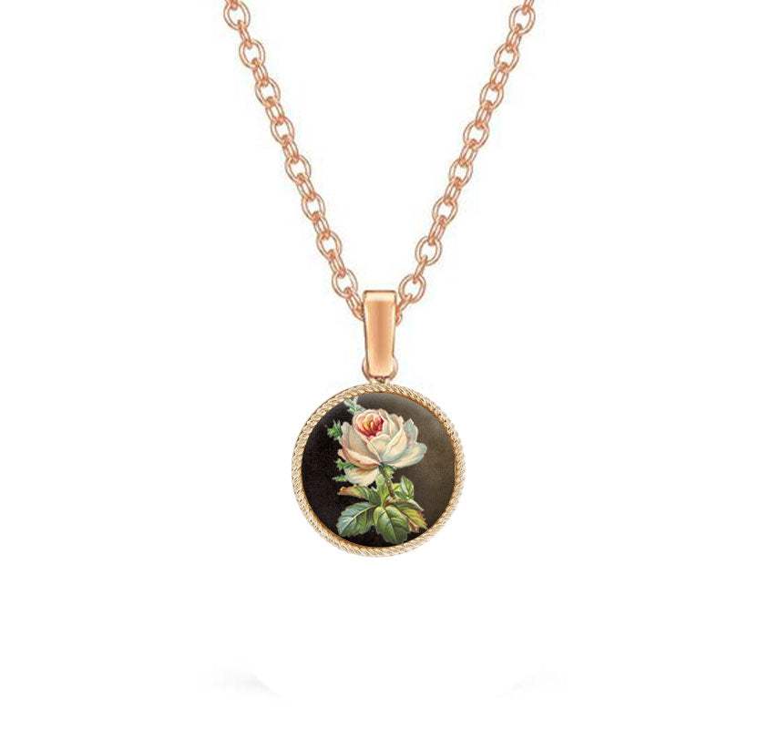  Gold pendant with rose with a dark background