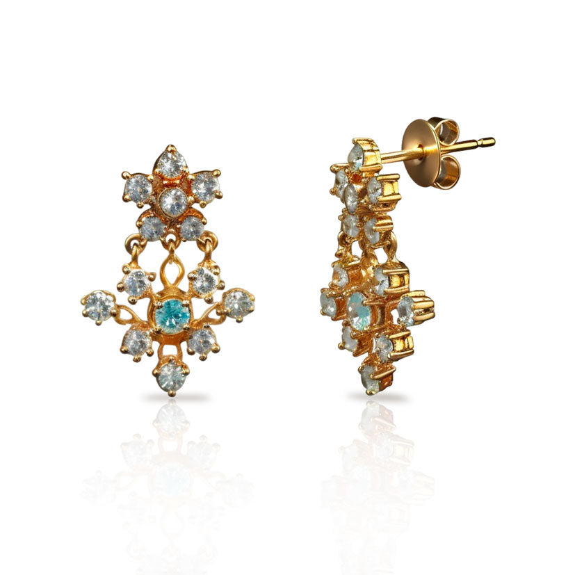 Flower diamond gold earrings