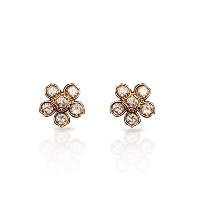Antique flower gold earrings