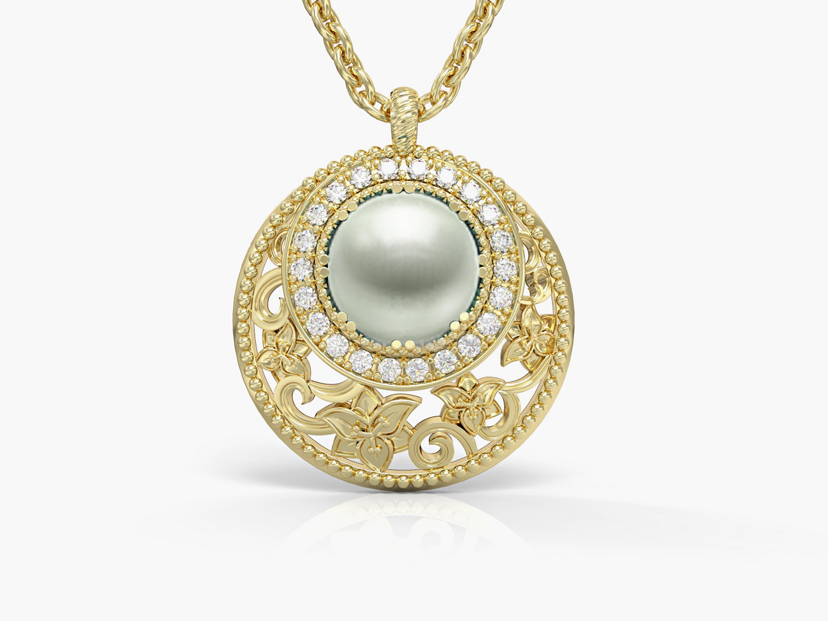 Gold necklace with flower decorations