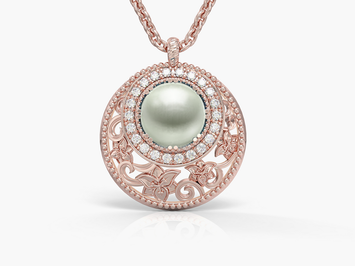 Gold necklace with flower decorations
